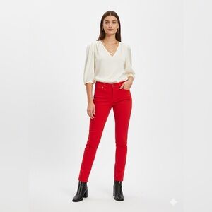 Calvin Klein Red Slim Fit Pants Size 6 Stretch Ankle Length